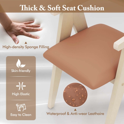 Ensemble de 4 chaises d'appoint modernes Costway avec coussins de siège en cuir et dossiers en Sherpa gris