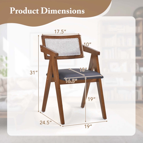 Ensemble de 4 chaises d'appoint modernes Costway avec coussins de siège en cuir et dossiers en Sherpa brun