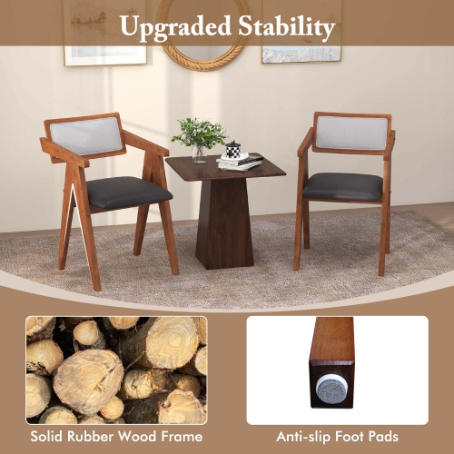 Ensemble de 4 chaises d'appoint modernes Costway avec coussins de siège en cuir et dossiers en Sherpa brun