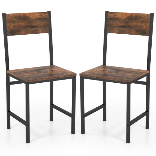 GYMAX  Set Of 2 Dining Chairs W/metal Legs Slanted Back Wide Seat for Living Room