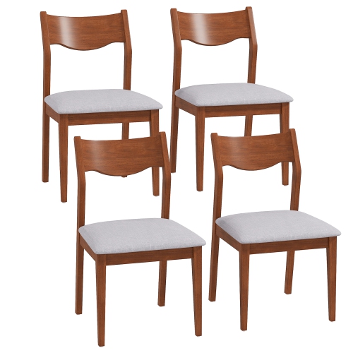 GYMAX  Wooden Dining Chair Set Of 4 W/ Rubber Wood Frame Wide Padded Seat
