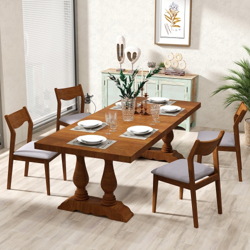 Gymax Wooden Dining Chair Set of 4 w/ Rubber Wood Frame Wide Padded Seat