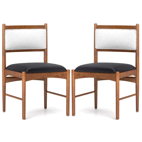 Gymax Wooden Dining Chair Set of 2 w/ Rubber Wood Frame Faux Leather Padded Seat