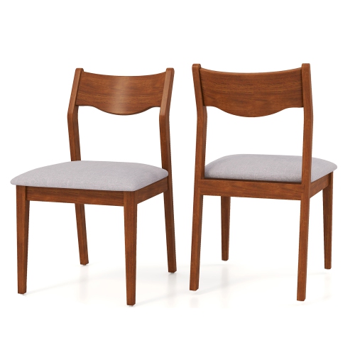 GYMAX  Wooden Dining Chair Set Of 2 W/ Rubber Wood Frame Wide Padded Seat