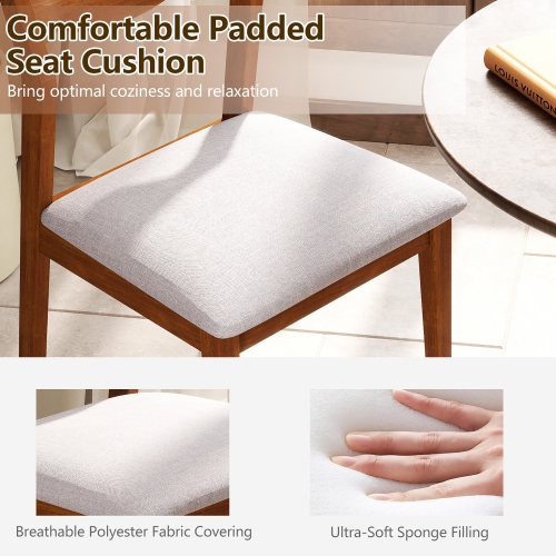 Gymax Wooden Dining Chair Set of 2 w/ Rubber Wood Frame Wide Padded Seat