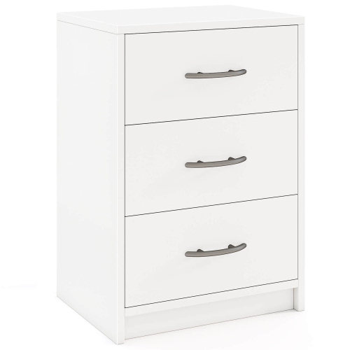 Table de chevet moderne à 3 tiroirs 1 PCS de Costway avec trousse de rangement antibasculement pour chambre à coucher blanche
