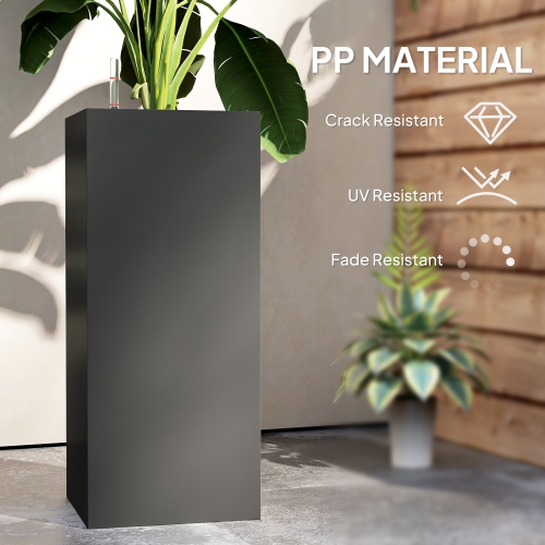 Outsunny 2 Pack Planter Box, 26 Inch Plastic Planter Pots with Water Level Indicator, Flower Pots with Drainage Hole and Drain Plug for Indoor