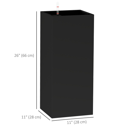 Outsunny 2 Pack Planter Box, 26 Inch Plastic Planter Pots with Water Level Indicator, Flower Pots with Drainage Hole and Drain Plug for Indoor