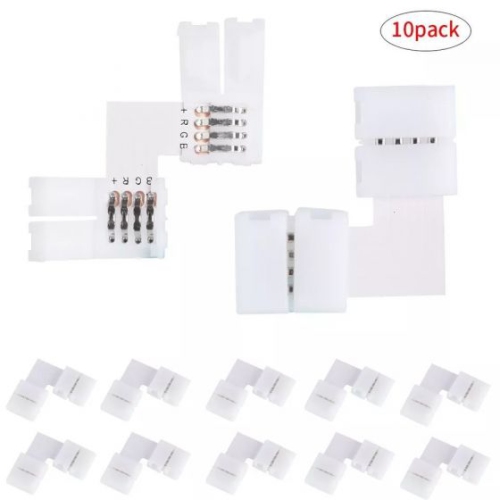10 Pcs 10mm 4-pin Solderless Clip Coupler Connector - LED Strip Connector