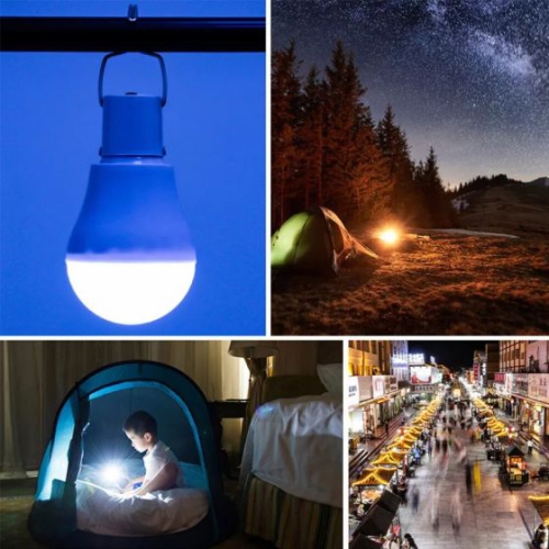 Portable Solar Panel Powered Led Light Bulb Tent Lamp Garden Yard Camping 5W