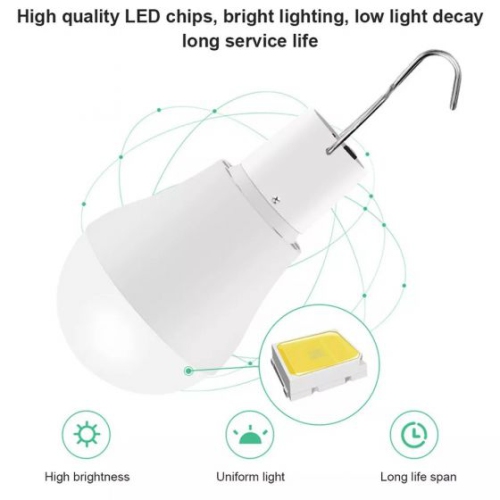 Portable Solar Panel Powered Led Light Bulb Tent Lamp Garden Yard Camping 5W