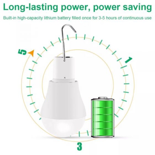 Portable Solar Panel Powered Led Light Bulb Tent Lamp Garden Yard Camping 5W