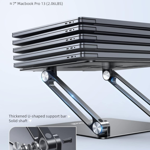 Lamicall Adjustable Laptop Stand, Portable Laptop Riser, Aluminum Laptop Stand for Desk Foldable, Ergonomic Computer Notebook Stand Holder for