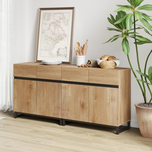 WAMPAT 2 in 1 Multifunctional Sideboard Buffet Cabinets, Modern Sideboard with Adjustable Shelf and Metal Base, Coffee Bar Cabinet Storage Cabinet