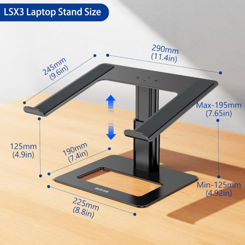 Besign LSX3 Aluminum Laptop Stand, Ergonomic Adjustable Notebook Stand, Riser Holder Computer Stand Compatible with Air, Pro, Dell, HP, Lenovo More