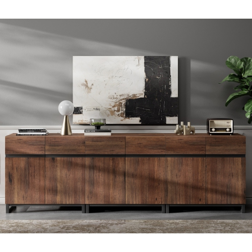 WAMPAT Modern TV Stand for TVs up to 100 inch, 3 in 1 Entertainment Center TV Console with Adjustable Shelves and Metal Base for Living