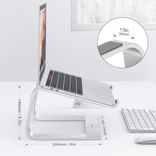 Laptop Stand, OMOTON Laptop Mount, Aluminum Laptop Holder Riser Stand for Desk, Compatible with MacBook Air/Pro, Dell, HP, Lenovo and All Laptops