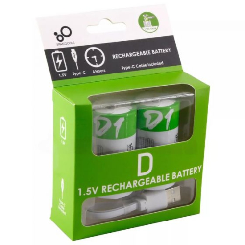 USB D Lithium ion Rechargeable Battery, High Capacity 1.5V 12000mWh Rechargeable D Battery, 4 H Fast Charge