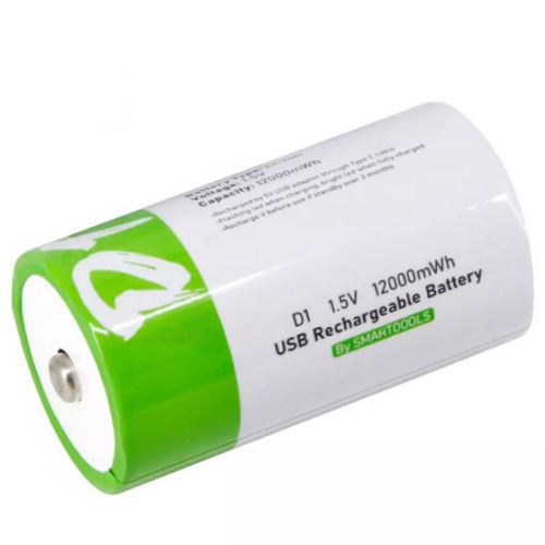 USB D Lithium ion Rechargeable Battery, High Capacity 1.5V 12000mWh Rechargeable D Battery, 4 H Fast Charge