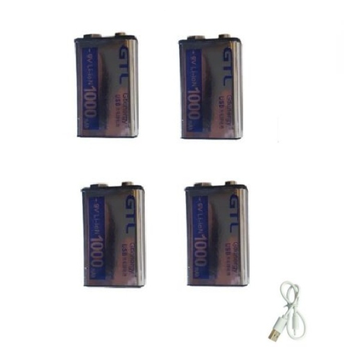 4 Pcs 1000mAh 9V Rechargeable Lithium Battery offers a high-performance, eco-friendly solution for devices that require a 9V battery