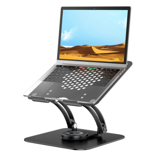 Swivel Laptop Stand for Desk, Ergonomic Laptop Holder with 360° Rotating Base, Adjustable Computer Stand Laptop Riser Compatible with Air, Pro, All