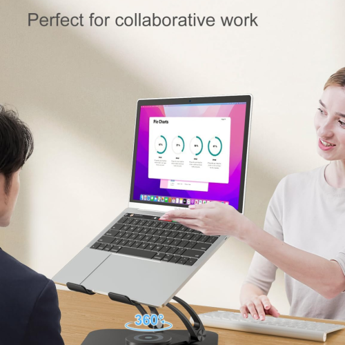 Swivel Laptop Stand for Desk, Ergonomic Laptop Holder with 360° Rotating Base, Adjustable Computer Stand Laptop Riser Compatible with Air, Pro, All