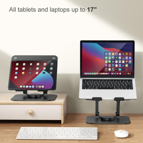 Swivel Laptop Stand for Desk, Ergonomic Laptop Holder with 360° Rotating Base, Adjustable Computer Stand Laptop Riser Compatible with Air, Pro, All