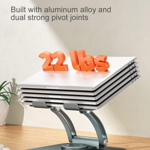 Swivel Laptop Stand for Desk, Ergonomic Laptop Holder with 360° Rotating Base, Adjustable Computer Stand Laptop Riser Compatible with Air, Pro, All