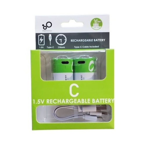 C - Size 1.5V RECHARGEABLE BATTERY 5000 mWh Rechargeable USB Lithium ion Rechargeable with USB Type C Charging Cable no Charger Required