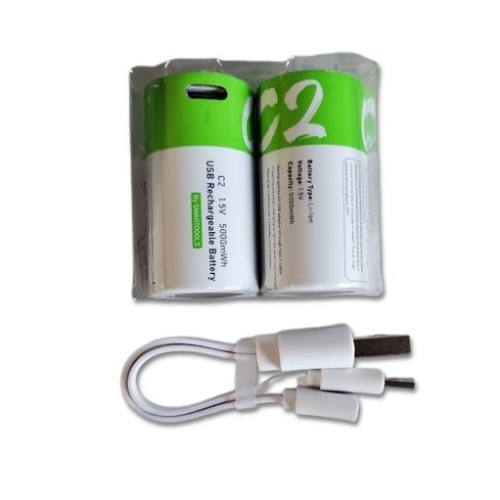 C - Size 1.5V RECHARGEABLE BATTERY 5000 mWh Rechargeable USB Lithium ion Rechargeable with USB Type C Charging Cable no Charger Required