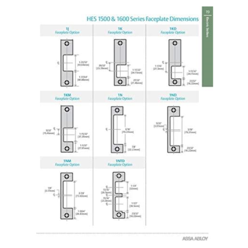 HES 1600CS Complete Pac for Latchbolt & Deadbolt Locks, Includes 8 faceplates