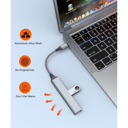 4-in-1 USB-C Hub with Multiple Ports for Expanding Laptop and Smartphone Connectivity