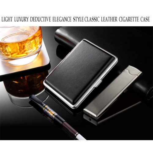 Étui mince portatif en cuir pour cigarettes format standard Porte-poche pour cigarette à une main en cuir Boîte pour cigarettes pour hommes et