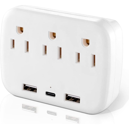 Compact Travel Power Strip with 2 USB Ports for Charging Electronics on Cruise Ships