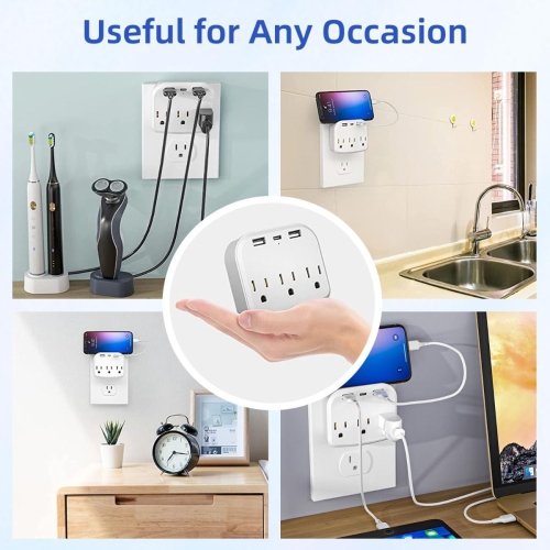 Compact Travel Power Strip with 2 USB Ports for Charging Electronics on Cruise Ships