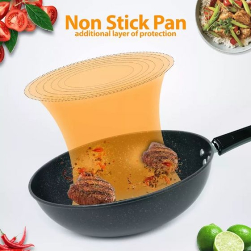 Aluminum Non-Stick Frying Pan - BLACK MARBLE CARBON STEEL INDUCTION WOK CHINESE NON STICK FRYING PAN
