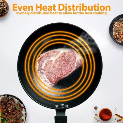 Aluminum Non-Stick Frying Pan - BLACK MARBLE CARBON STEEL INDUCTION WOK CHINESE NON STICK FRYING PAN