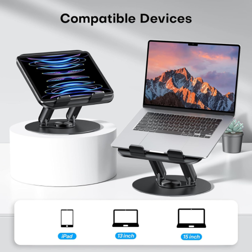 Laptop Stand for Desk 360 Rotating, OMOTON Ergonomic Computer Stand Adjustable Portable Laptop Riser Compatible with MacBook Pro/MacBook Air/Lenovo