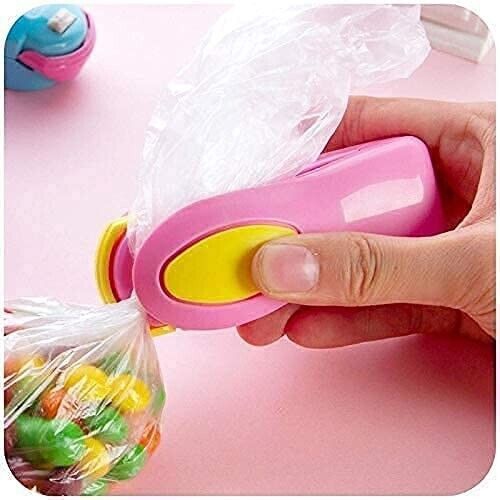Mini Heat Sealing Machine for Home Use, Handheld Mini Portable Sealing Machine Heat Sealer Stapler for Packing home use-PINK