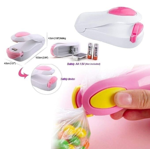 Mini Heat Sealing Machine for Home Use, Handheld Mini Portable Sealing Machine Heat Sealer Stapler for Packing home use-PINK