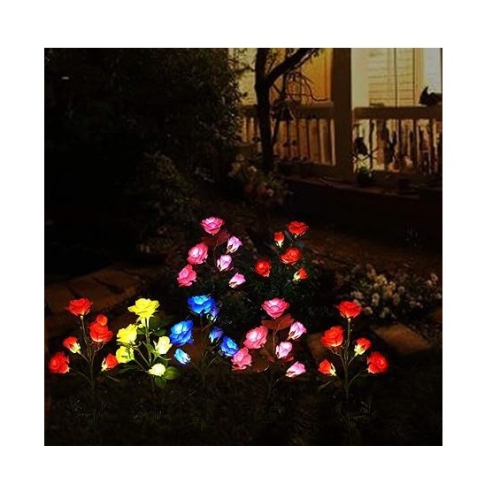 ISTAR  Waterproof & Solar Color Changing Landscape Garden Lights - Solar Garden Lights Waterproof 5 Rose 7 - Color Changing