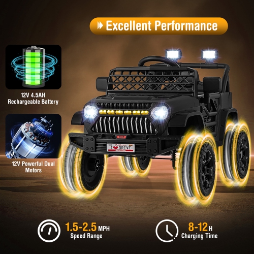 Gymax 12V Kids Ride on Truck Car Battery Powered Toddler Electric Vehicle w/ 3 Speeds