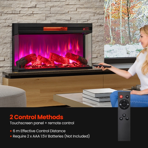 Gymax 36 Inches 3-Sided Glass Electric Fireplace w/ Remote Control Thermostat 9H Timer