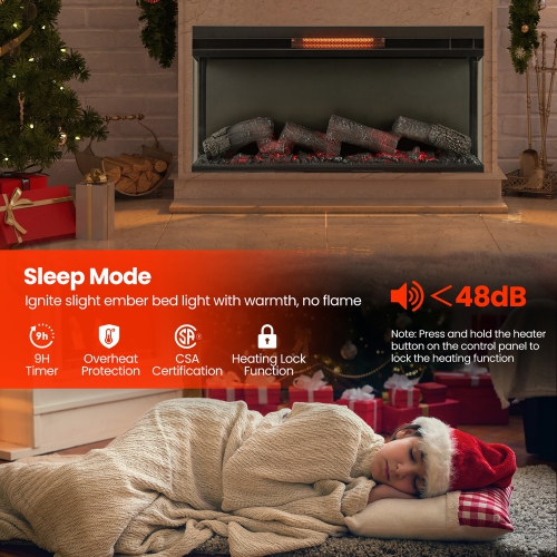 Gymax 36 Inches 3-Sided Glass Electric Fireplace w/ Remote Control Thermostat 9H Timer