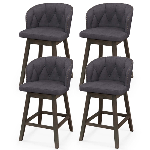 Costway – Tabourets de bar à hauteur de comptoir 4 PCS Tabourets en tissu avec siège pivotant à 360° gris