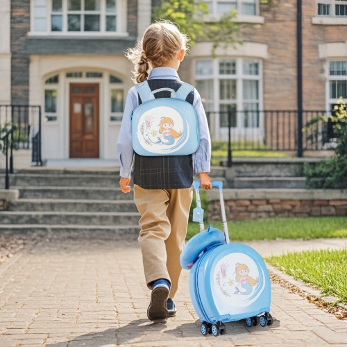 Gymax 4-Piece Kid's Luggage Set w/ 14'' Carry-on Hardside Spinner Toddler Luggage