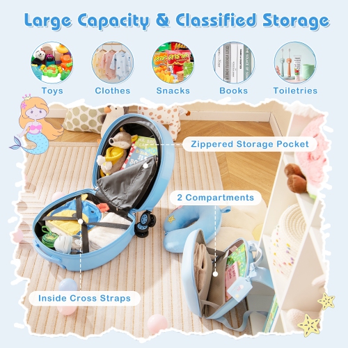 Gymax 4-Piece Kid's Luggage Set w/ 14'' Carry-on Hardside Spinner Toddler Luggage