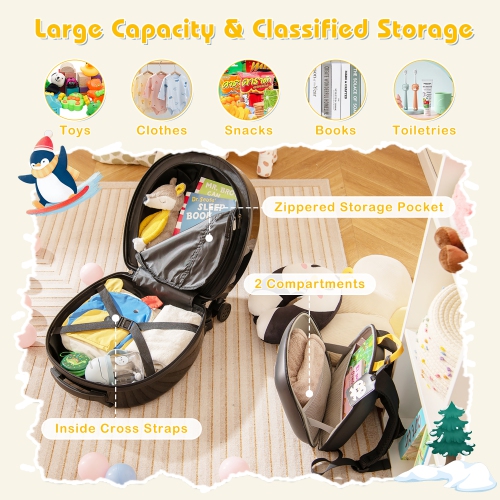 Gymax 4-Piece Kid's Luggage Set w/ 14'' Carry-on Hardside Spinner Toddler Luggage