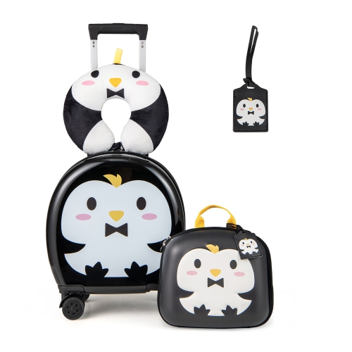 Gymax 4-Piece Kid's Luggage Set w/ 14'' Carry-on Hardside Spinner Toddler Luggage