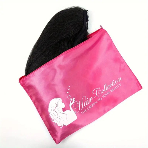 Sac de rangement en satin avec fermeture à glissière pour perruques&nbsp;: Protège les cuves de la poussière, des dommages et des enchevêtrements